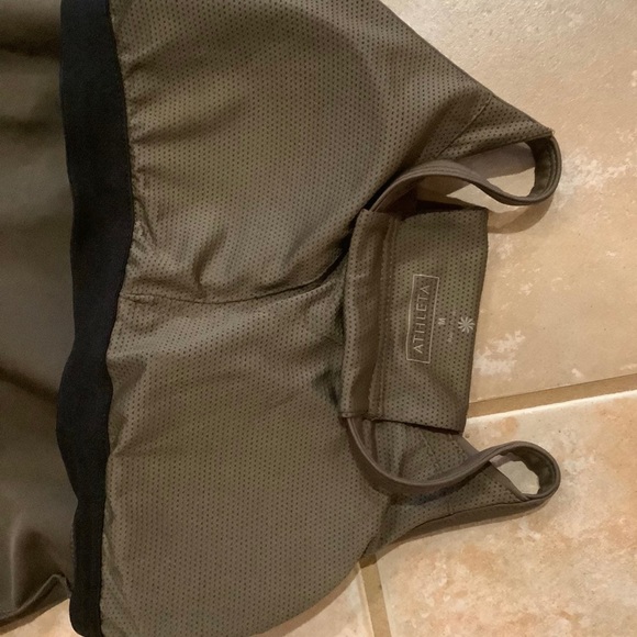 Athleta tank top with molded cup bra. Olive green and black. Sz. M - Picture 4 of 4